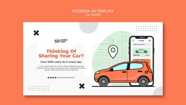 Flat design car sharing template