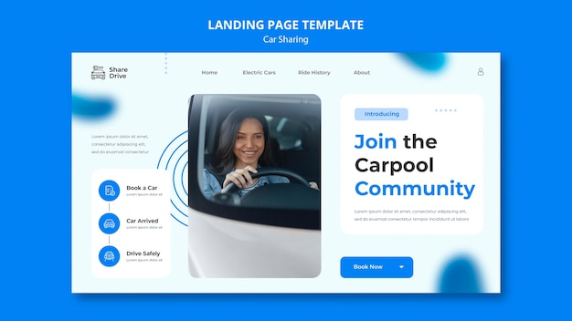 PSD gratuito modello di car sharing design piatto