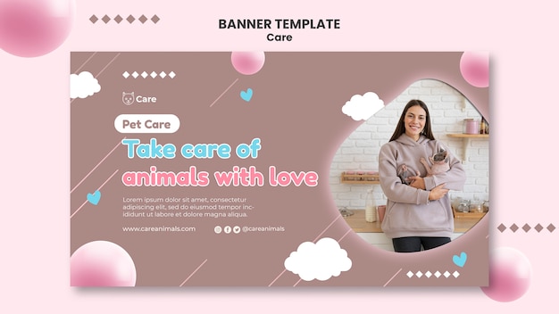 Flat design care template of banner