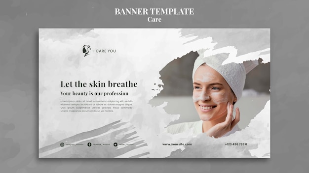 Flat design care template of banner