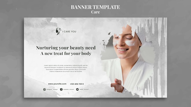 Flat design care template of banner