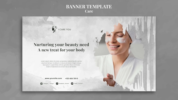 flat design care template of banner