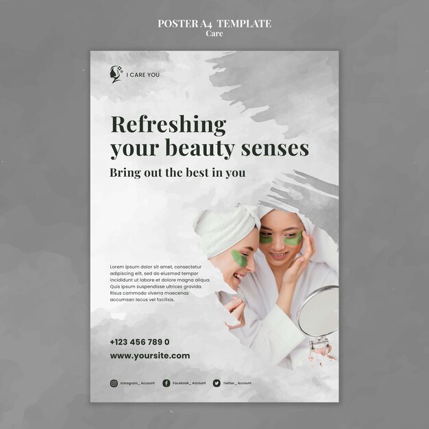 Flat design care template of poster