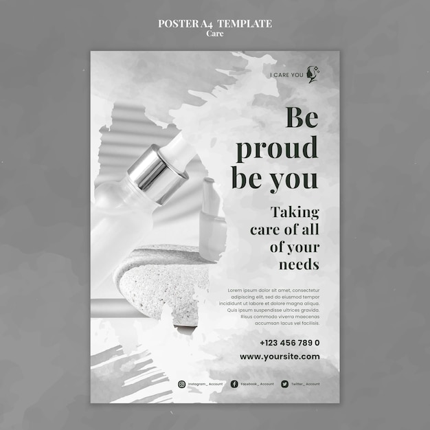 flat design care template of poster