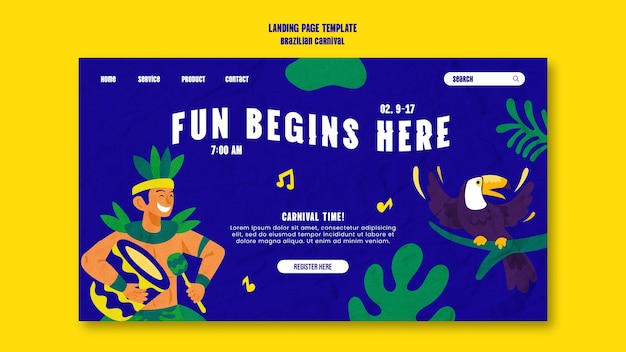 Flat design carnival celebration landing page