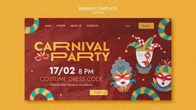 PSD gratuito modello di carnevale design piatto