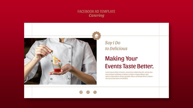 Free PSD flat design catering service facebook template