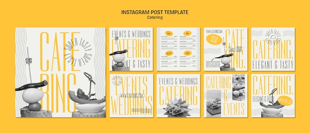 PSD gratuito flat design catering service post su instagram