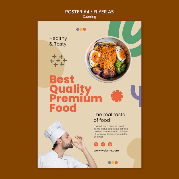 Flat design catering service poster template