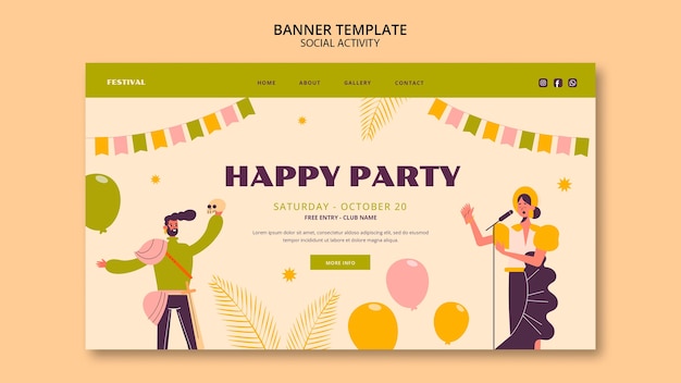 Flat design charity activity banner template