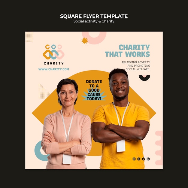 Free PSD flat design charity activity square flyer