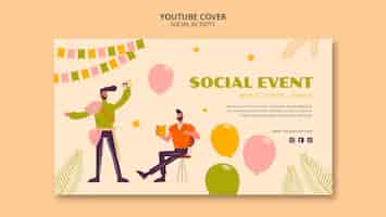 Free PSD flat design charity activity youtube cover