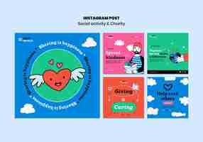 Free PSD flat design charity instagram template