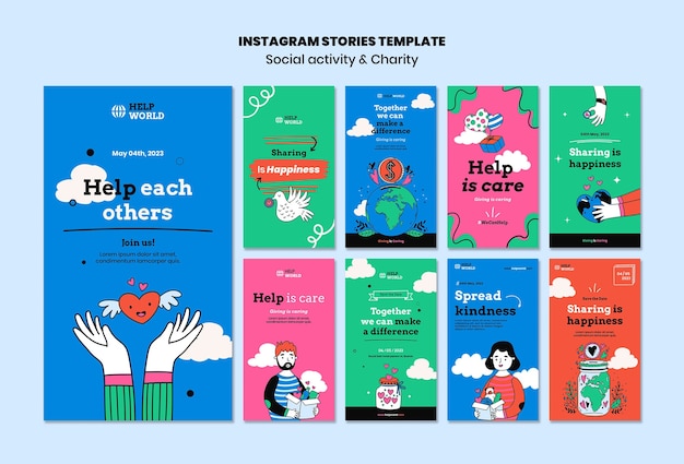 Free PSD flat design charity template