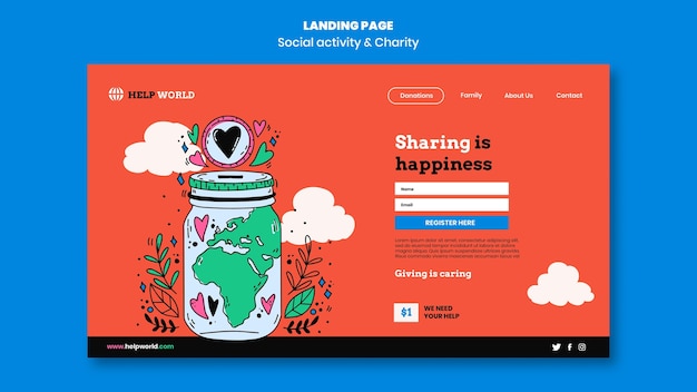 Flat design charity template