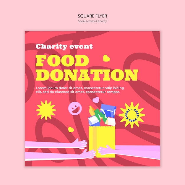 Free PSD flat design charity template