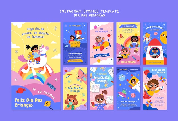 Flat design children's day in brazil template