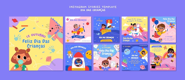 Free PSD flat design children's day in brazil template