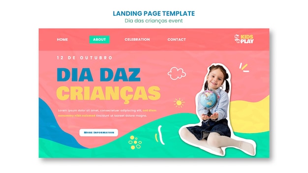 Free PSD flat design  children's days template