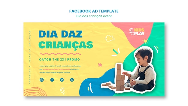 Flat design  children's days template