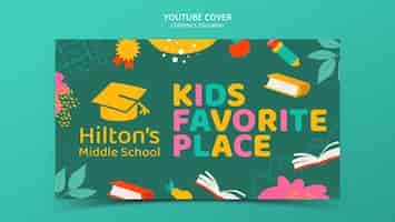 Free PSD flat design children's education youtube cover