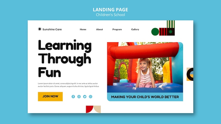 Free PSD flat design children's school template