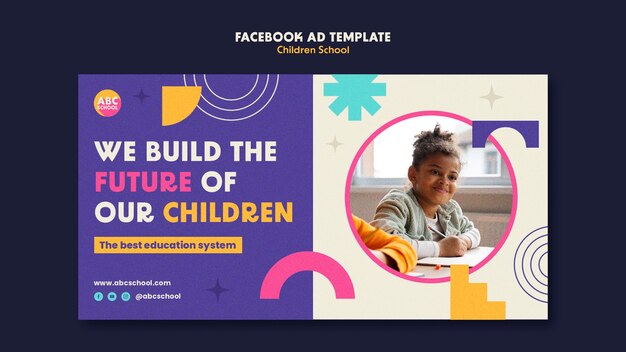 flat design children school facebook template