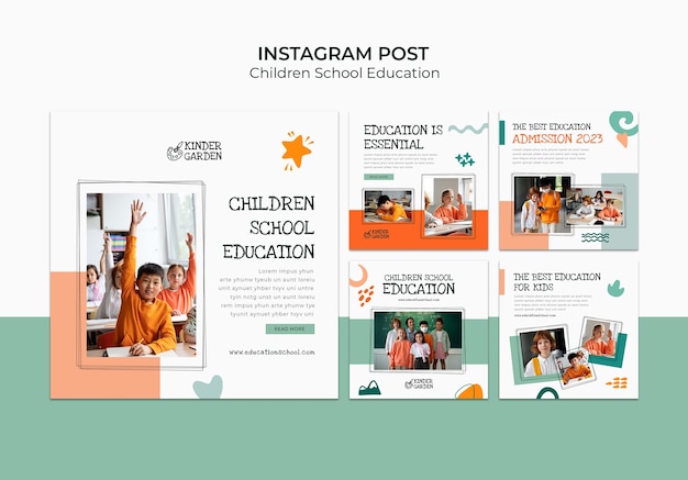 Flat design children school template