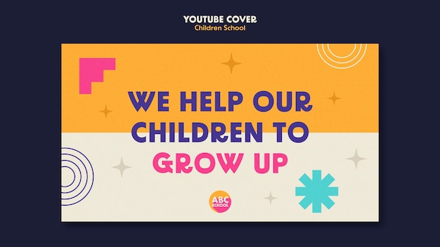 Copertina youtube della scuola per bambini dal design piatto