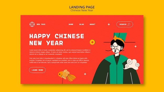 Flat design chinese new year landing page