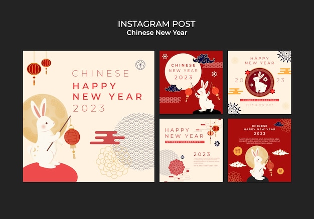 Free PSD flat design chinese new year template