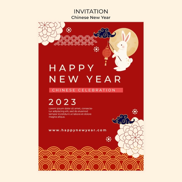 Flat design chinese new year template