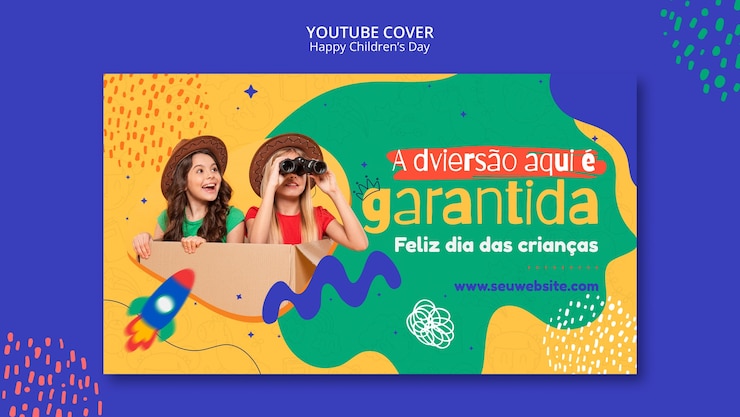 Free PSD flat design chlidren's day template