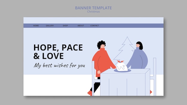 Free PSD flat design christmas celebration banner