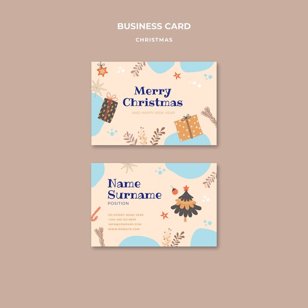 Free PSD flat design christmas celebration business card