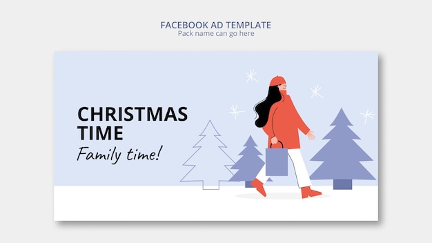 Free PSD flat design christmas celebration facebook template