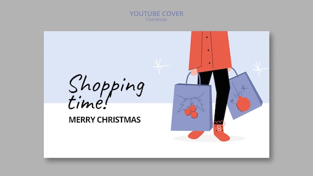 無料PSD フラットなデザインのクリスマスのお祝いのyoutubeカバー