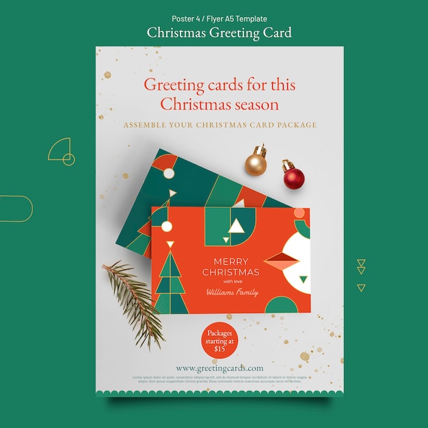 Free PSD flat design christmas greetings template