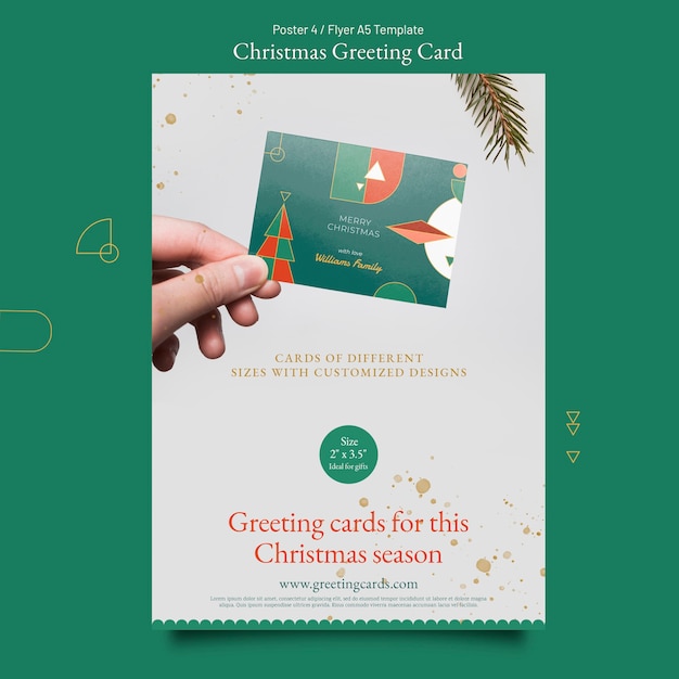 無料PSD フラットなデザインのクリスマスの挨拶テンプレート