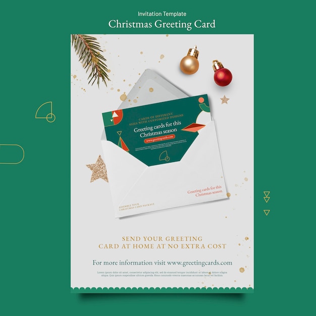 無料PSD フラットなデザインのクリスマスの挨拶テンプレート