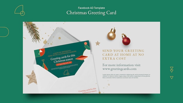 Free PSD flat design christmas greetings template