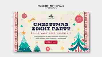 Free PSD flat design christmas party facebook template