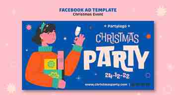 Бесплатный PSD Шаблон фейсбука рождественской вечеринки в плоском дизайне