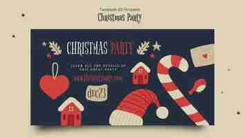 Free PSD flat design christmas party facebook template