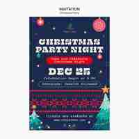 Free PSD flat design christmas party invitation template