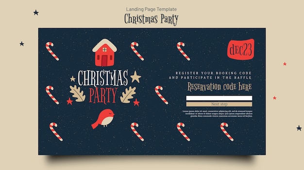 Flat design christmas party landing page template