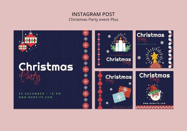 Flat design christmas party template