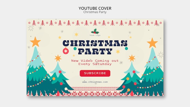 フラットなデザインのクリスマスパーティーのyoutubeカバー