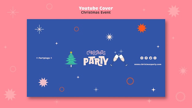 Flat design christmas party youtube cover PSD – free download