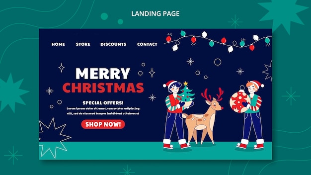 Free PSD flat design christmas template